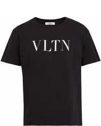 Valentino Logo Print Crew Neck Cotton T Shirt