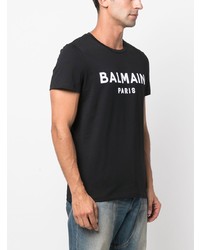 Balmain Logo Print Organic Cotton T Shirt