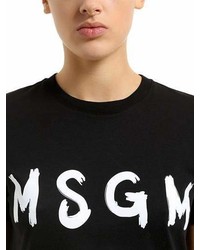 MSGM Logo Printed Cotton T Shirt