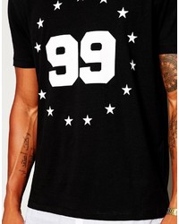 Asos Longline T Shirt With Star Print And Shirt Hem Detail Skater Fit