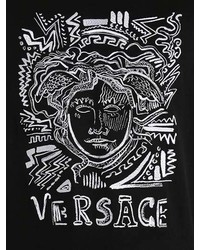 Versace Medusa Embroidered Cotton Jersey T Shirt