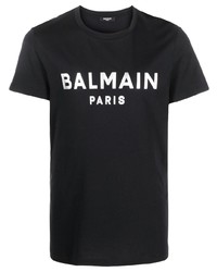 Balmain Metallic Logo Print Cotton T Shirt