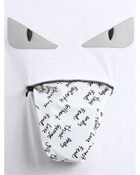 Fendi Monster Zip Mouth Cotton Jersey T Shirt