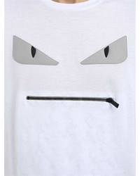 Fendi Monster Zip Mouth Cotton Jersey T Shirt
