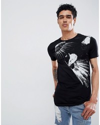 ASOS DESIGN Muscle Fit Longline T Shirt With Eagle Print