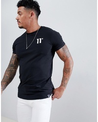 11 Degrees Muscle Fit T Shirt In Black With Logo