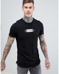 Religion Muscle Fit T Shirt With Front Panel In Black
