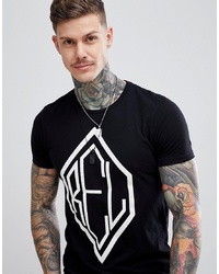 Religion Muscle Fit T Shirt With Split Hem In Black