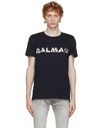 Balmain Navy Bonded Logo T Shirt