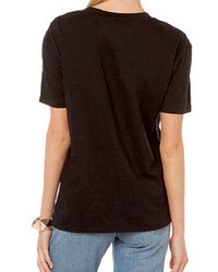 Romwe No5 Print Short Sleeved Black T Shirt