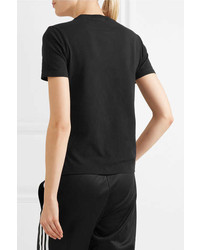 adidas Originals Trefoil Printed Stretch Cotton Jersey T Shirt Black