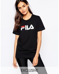 Women S Black And White Print Crew Neck T Shirts By Fila Women S