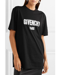 Givenchy Oversized Distressed Printed Cotton Jersey T Shirt