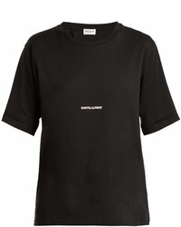 Saint Laurent Oversized Logo Print Cotton Jersey T Shirt