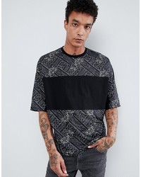 ASOS DESIGN Oversized T Shirt With Half Sleeve And Patterned Panels
