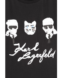 Karl Lagerfeld Painted Karl Signature Printed Cotton T Shirt