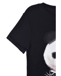 Romwe Panda Print Short Sleeved Black T Shirt