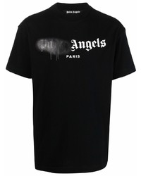 Palm Angels Paris Sprayed Logo Tee Black Black