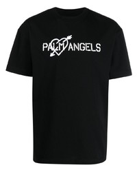 Palm Angels Pierced Heart Logo Print T Shirt