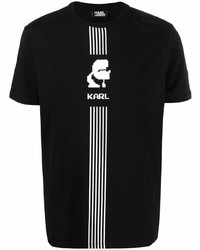 Karl Lagerfeld Pixel Logo Print Stretch Cotton T Shirt