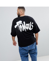 ASOS DESIGN Plus Oversized T Shirt With Half Sleeve And Graffiti Back Print