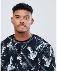 ASOS DESIGN Relaxed T Shirt With All Over Statue Print In Velour