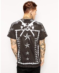 Religion T Shirt With Double Praying Skeleton Print