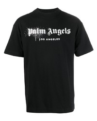 Palm Angels Rhinestone Embellished Logo T Shirt