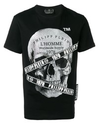 Philipp Plein Rhinestone Skull Print T Shirt