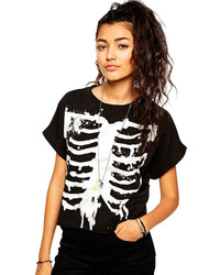 Skeleton Print Batwing Loose T Shirt