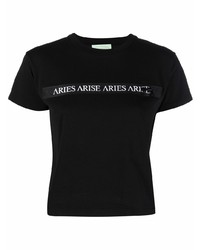 Aries Slit Logo Print T Shirt