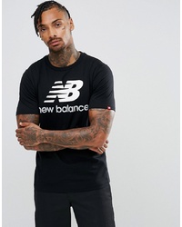 New Balance Stacked Logo T Shirt In Black Mt73587 Bk