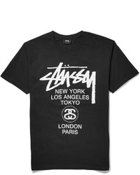 Stussy Stssy World Tour Printed Cotton Jersey T Shirt