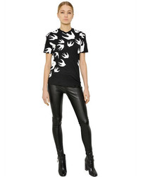 McQ by Alexander McQueen Swallow Printed Cotton Jersey T Shirt