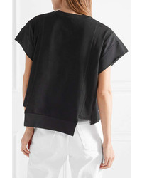 Alexander Wang T By Printed Waffle Knit Cotton Jersey T Shirt Black