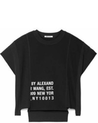 Alexander Wang T By Printed Waffle Knit Cotton Jersey T Shirt Black