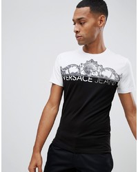 Versace Jeans T Shirt In Black With Baroque