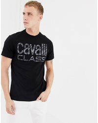 Cavalli Class T Shirt In Black With Large Logo