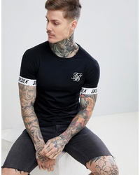 Siksilk T Shirt In Black With Tape Sleeve