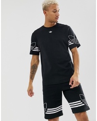 adidas Originals T Shirt Outline Trefoil Logo Black Du8145