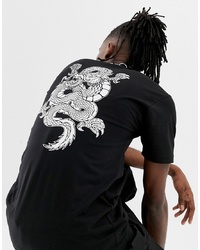 Vans T Shirt With Dragon Back Print In Black Vn0a3hxtblk1