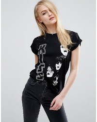 Asos T Shirt With Kiss Print And Ravaged Hem