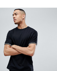 ASOS DESIGN Tall Relaxed T Shirt With Cuff Tipping In Black