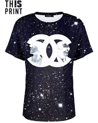 This Is Print Intellectual Double C Black Galaxy T Shirt