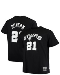 Mitchell & Ness Tim Duncan Black San Antonio Spurs Big Tall Hardwood Classics Name Number T Shirt