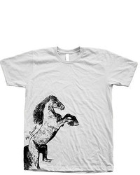 American Apparel Unisex Horse T Shirt Crew Neck Hand Screen Printed By Couth