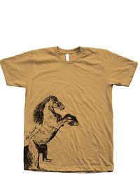 American Apparel Unisex Horse T Shirt Crew Neck Hand Screen Printed By Couth