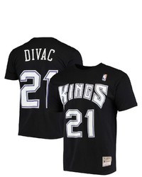 Mitchell & Ness Vlade Divac Black Sacrato Kings Hardwood Classics Stitch Name Number T Shirt