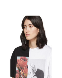 Alexander McQueen White And Black Oversized Hybrid Floral T Shirt