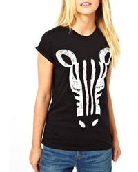 ChicNova Zebra Print Short Sleeves Black T Shirt